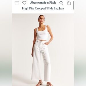 COPY - Abercrombie High Rise Wide Leg Cropped Jean- White